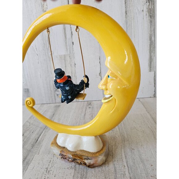 Ron Lee swinging Moon clown unique 1998 vintage statue gold figurine - Picture 7 of 10
